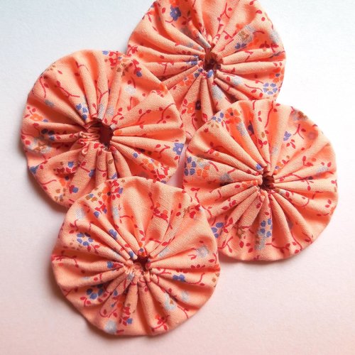 3 yoyos en tissu faits main - coton 6 cm