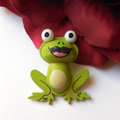 1 cabochon en bois grenouille