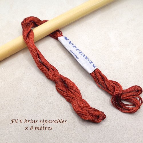 Echeveau fil de soie naturelle brique séparable 6 brins - 8 mètres