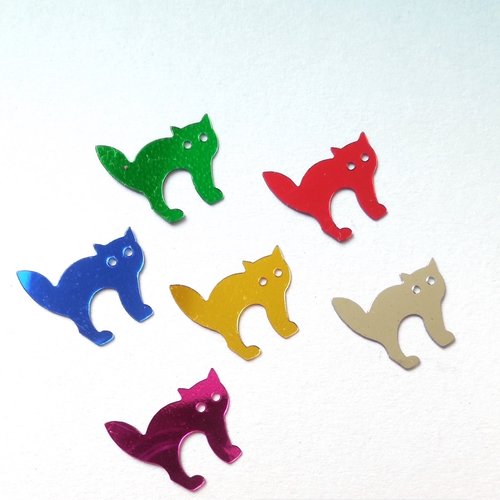 100 confettis de table métalliques motif chat