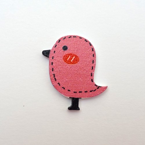 Pendentif cabochon en bois motif oiseau