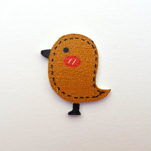 Pendentif cabochon en bois motif oiseau