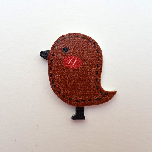 Pendentif cabochon en bois motif oiseau