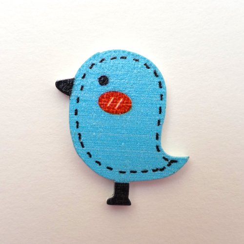 Pendentif cabochon en bois motif oiseau