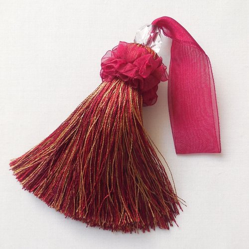 Pompon pampille en fils soyeux et organza
