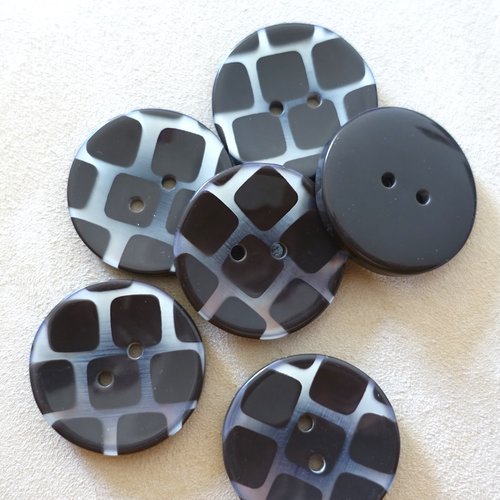 6 boutons ronds vintage