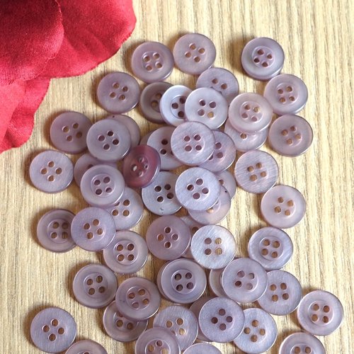 50 boutons ronds gris mauve