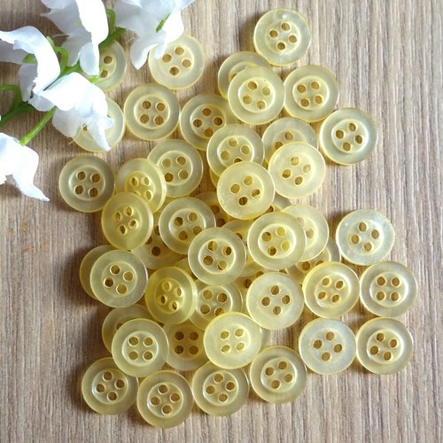 50 boutons ronds jaunes