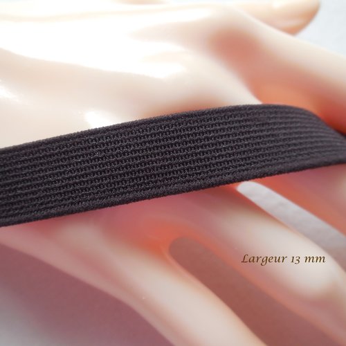 3,65 mètres de ruban élastique tressé marron - largeur 13 mm