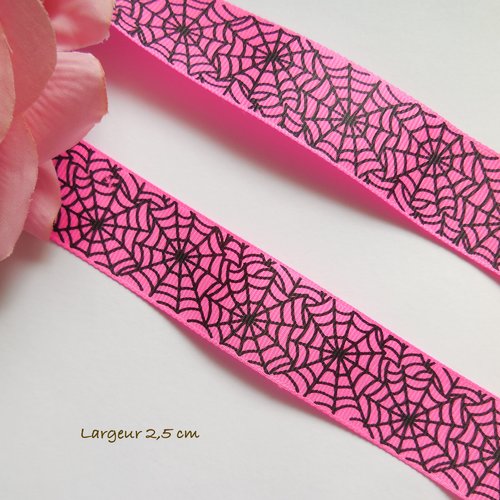 93 cm ruban gros grain rose toiles araignées