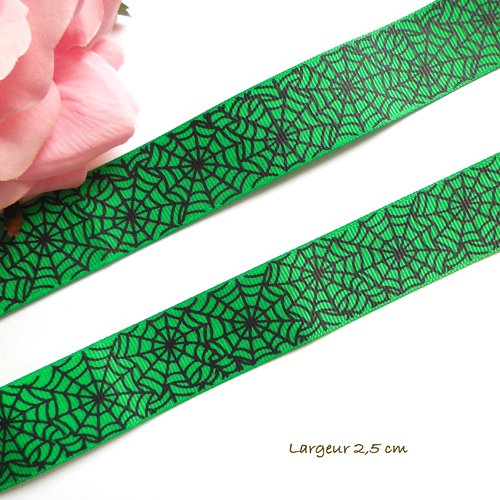 95 cm ruban gros grain vert toiles araignées