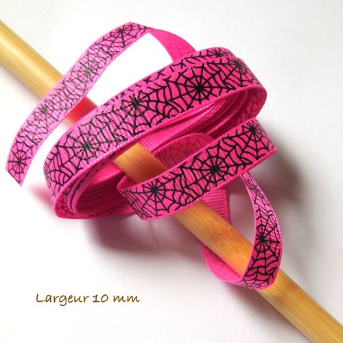3,37 mètres de ruban gros grain rose toile araignées