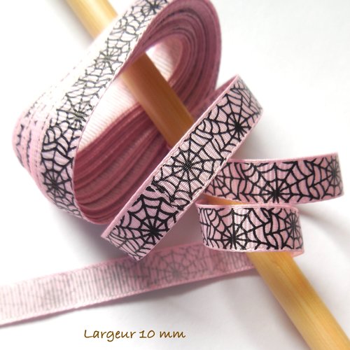 3,98 mètres de ruban gros grain rose toile araignées