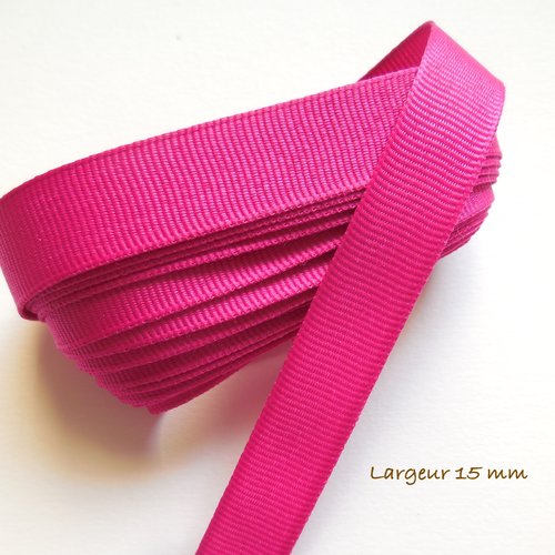 3,60 mètres de ruban gros grain uni couleur fuschia - 15 mm