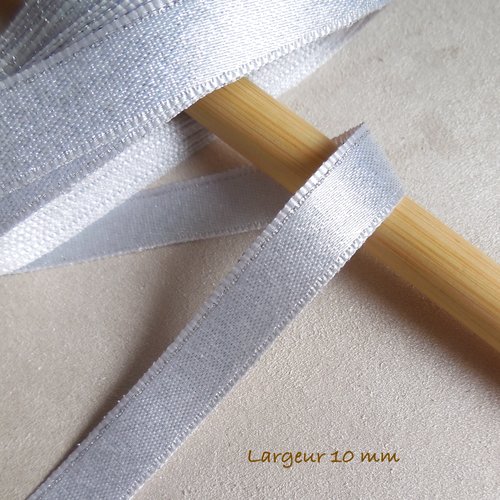 4 mètres de ruban satin argenté - ruban argent - 10 mm