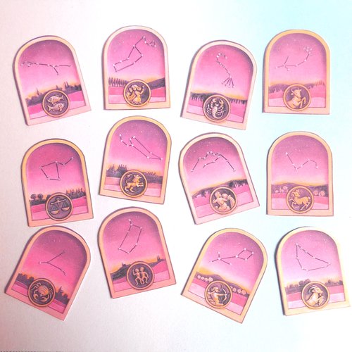 12 découpes cartes scrapbooking - thème signes du zodiaque