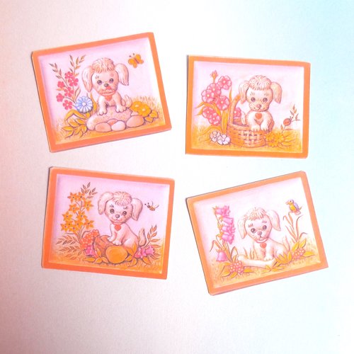 4 découpes cartes scrapbooking - motif petit chien
