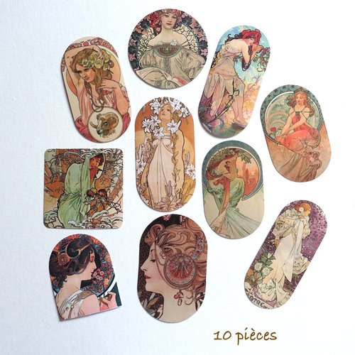 10 stickers autocollants style art déco art nouveau