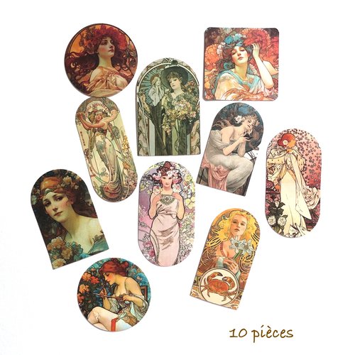 10 stickers autocollants style art déco art nouveau