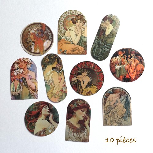 10 stickers autocollants style art déco art nouveau