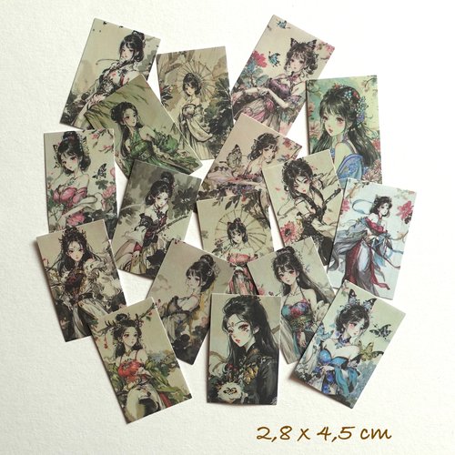17 stickers autocollants motifs filles japonaises