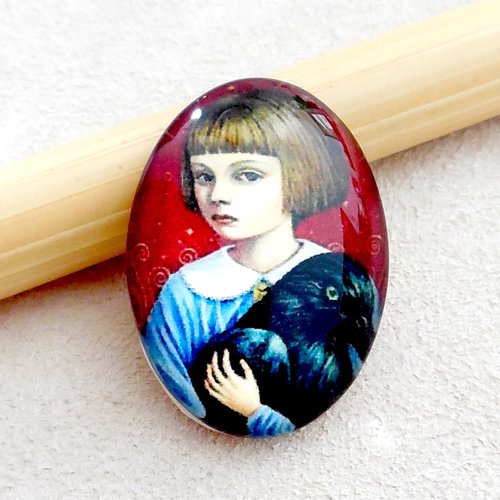 Cabochon en verre forme ovale - motif enfant