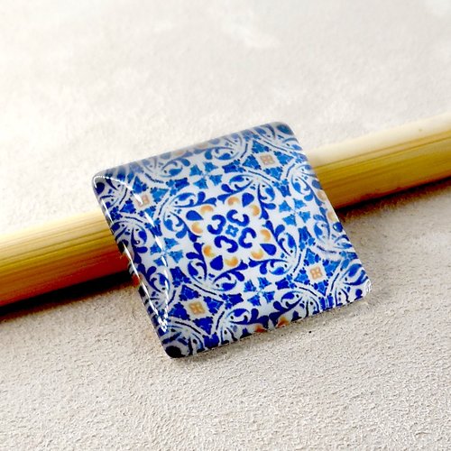 Cabochon en verre forme carrée - motif mosaïque