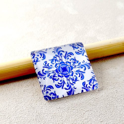 Cabochon en verre forme carrée - motif mosaïque