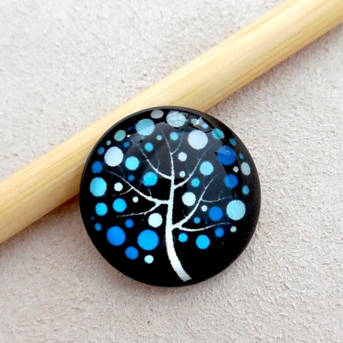 Cabochon en verre forme ronde - motif arbre de vie
