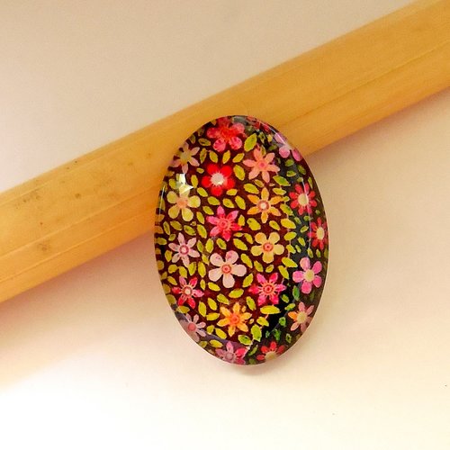 Cabochon en verre forme ovale - motif arbre de vie