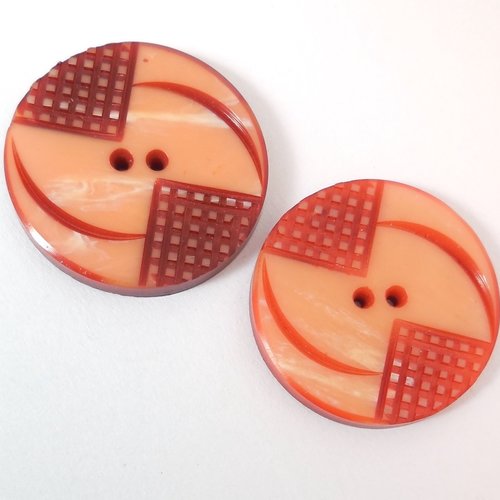 2 boutons ronds vintage art déco
