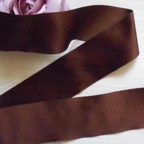 1 mètre de ruban soie marron mokuba - 50 mm