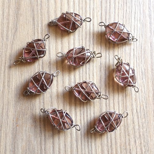9 perles connecteurs acrylique cerclée
