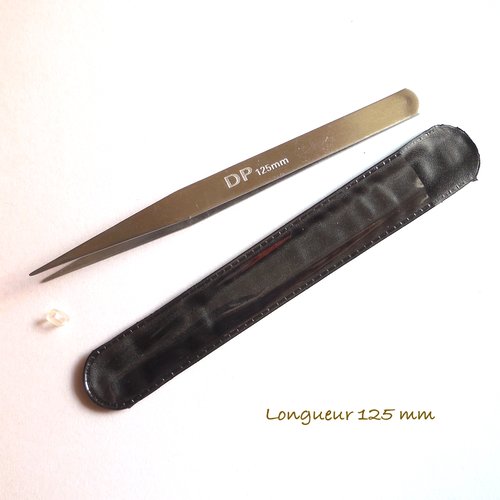 Pince brucelles métal bec droit bout fin - 12,5 cm