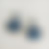Boucles d’oreilles cabochon bleu paillette rond