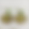 Boucles d’oreilles cabochon tropique vert jaune rond