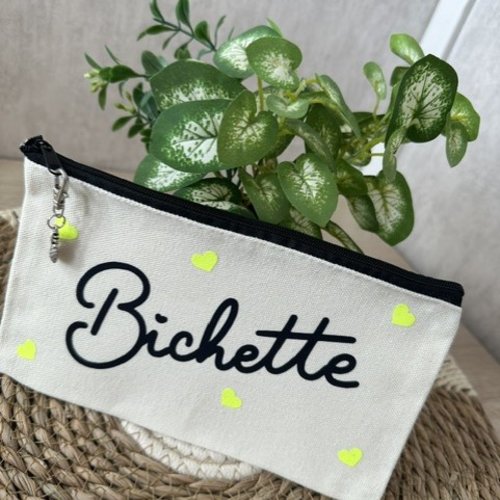Pochette "bichette" beige/jaune fluo