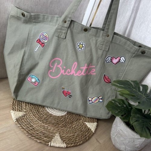 Sac en toile kaki clair bichette