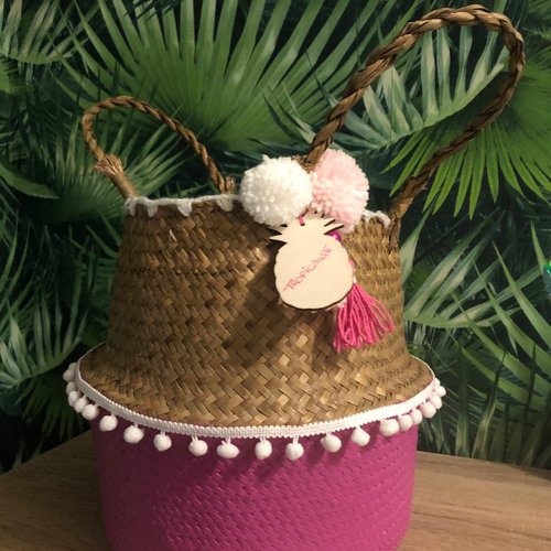 Panier boule ananas rose/fushia/blanc