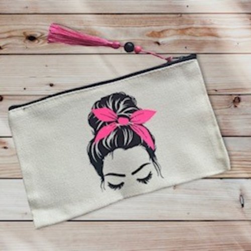 Trousse femme ruban rose fluo