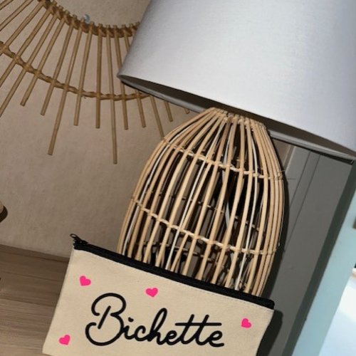 Pochette "bichette" beige/rose fluo