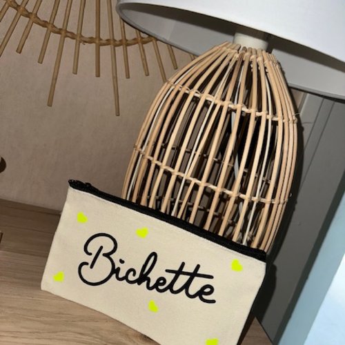 Pochette "bichette" beige/jaune fluo