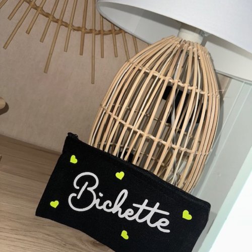 Pochette "bichette" noire/jaune fluo