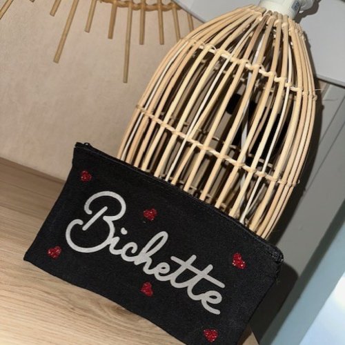 Pochette "bichette" noire/rouge