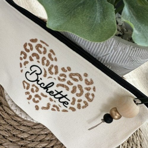 Trousse coeur léopard "bichette"