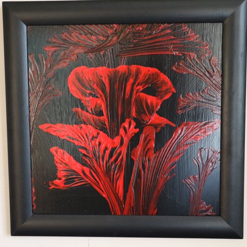 Cadre fleur rouge