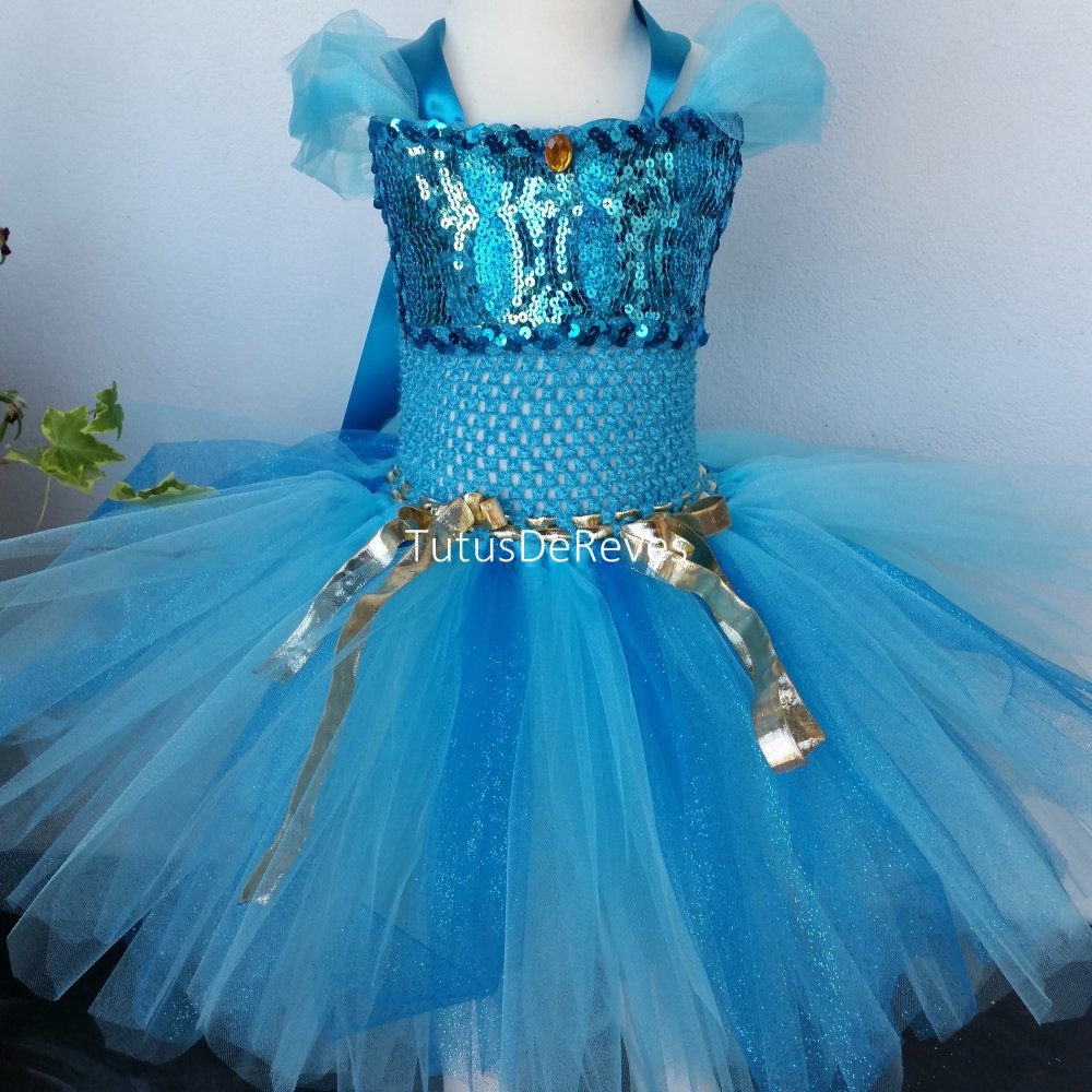 Robe De Princesse Fille Robe Tutu Jasmin Cadeau Enfant D Anniversaire Fete De Carnaval Ou D Halloween Un Grand Marche