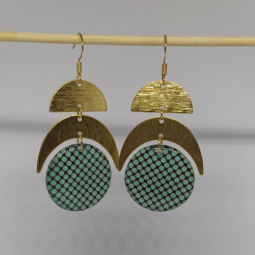 Boucles d'oreille bleu turquoise et marron