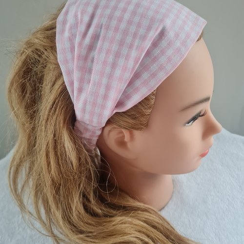 Bandeau fichu vichy fait main