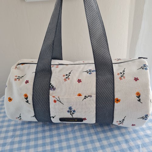 Sac polochon fleuri fait main